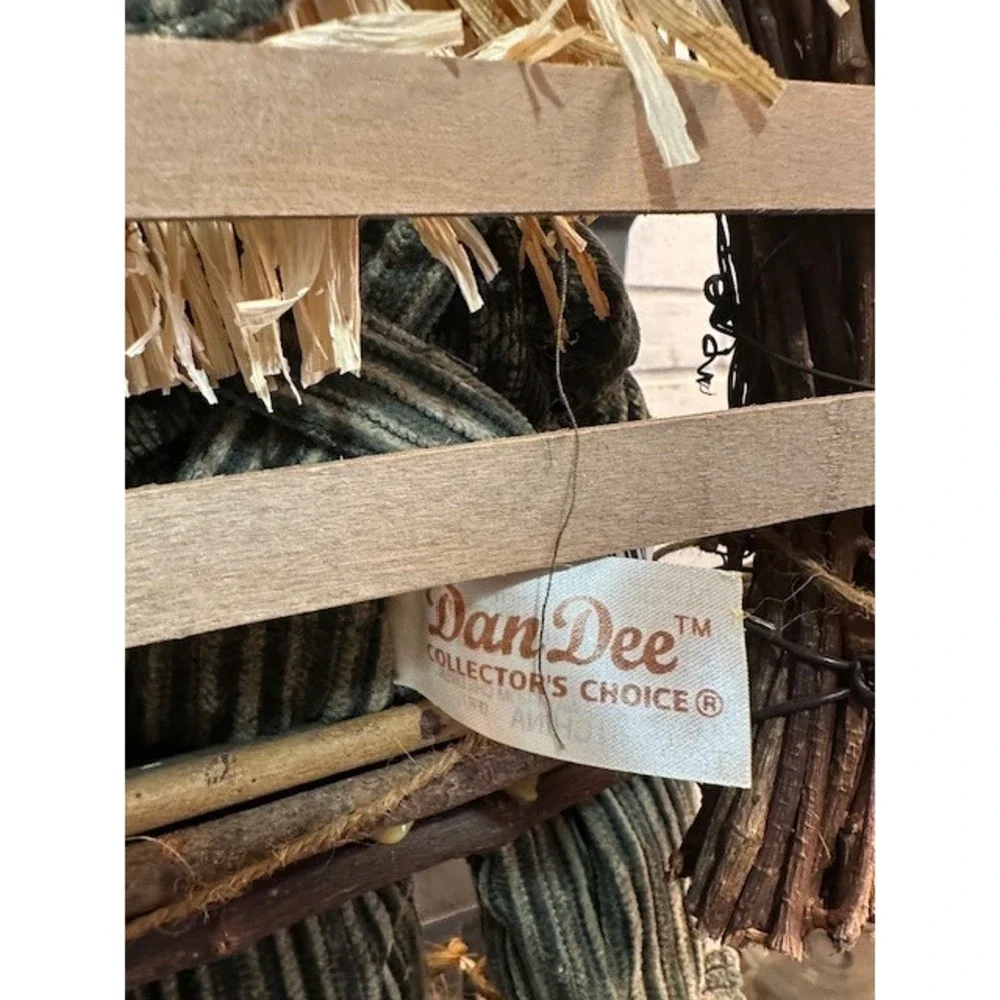 Dan Dee Scarecrow Welcome Wreath Fall Harvest Grapevine Door Decor‎ Rustic 16in